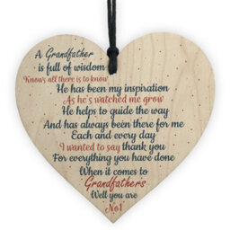 Red Ocean Thank You Gifts For Him Grandad Grandpa Wooden Heart Dad Birthday Gifts From Grandchildren - thumbnail 1