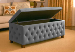 150Cm Wide Empire Ottoman Storage Box With Legs, Forest Green Velvet Chesterfield Upholstered Ottoman Footstool Coffee Table - thumbnail 6