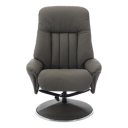 Morris Living The Lyon - Genuine Leather Swivel Recliner Chair & Footstool In Cinder Grey - thumbnail 3