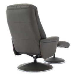 Morris Living The Lyon - Genuine Leather Swivel Recliner Chair & Footstool In Cinder Grey - thumbnail 6