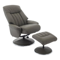 Morris Living The Lyon - Genuine Leather Swivel Recliner Chair & Footstool In Cinder Grey - thumbnail 4