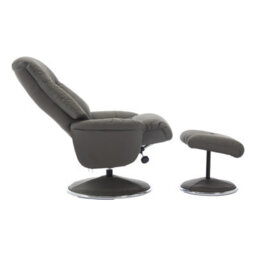 Morris Living The Lyon - Genuine Leather Swivel Recliner Chair & Footstool In Cinder Grey - thumbnail 5