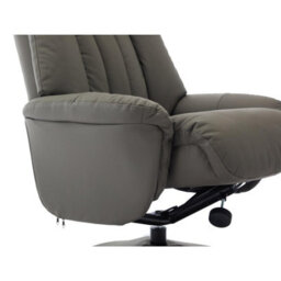 Morris Living The Lyon - Genuine Leather Swivel Recliner Chair & Footstool In Cinder Grey - thumbnail 8