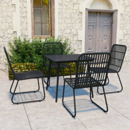 Berkfield 5 Piece Outdoor Dining Set Poly Rattan And Glass - thumbnail 1