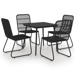 Berkfield 5 Piece Outdoor Dining Set Poly Rattan And Glass - thumbnail 2