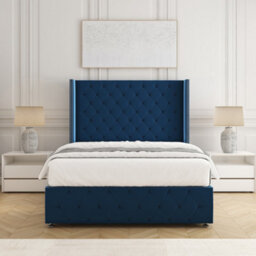 Bsspoke Mayfair Divan Bed In Blue Plush Velvet With 54Inch Headboard & Footboard & No Mattress No Drawers In All Sizes - thumbnail 3