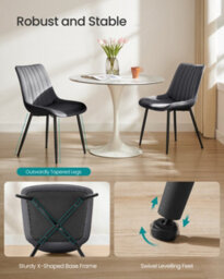 LEDREM Dining Chairs Set Of 2, Upholstered Kitchen Chairs, Max. Load 120 Kg, Steel Legs - thumbnail 7