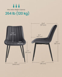 LEDREM Dining Chairs Set Of 2, Upholstered Kitchen Chairs, Max. Load 120 Kg, Steel Legs - thumbnail 6