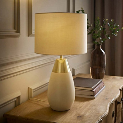 Valuelights Hurst Cream Large Touch Table Lamp With Matching Drum Lamp Shade - image 1