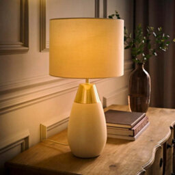 Valuelights Hurst Cream Large Touch Table Lamp With Matching Drum Lamp Shade - thumbnail 2