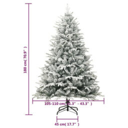 Berkfield Artificial Christmas Tree With Flocked Snow Green 180 Cm Pvc&pe - thumbnail 6