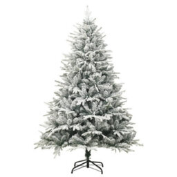 Berkfield Artificial Christmas Tree With Flocked Snow Green 180 Cm Pvc&pe - thumbnail 2