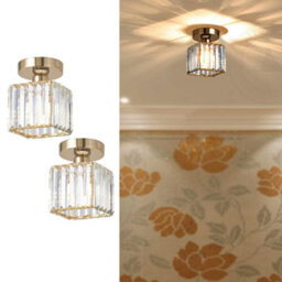 Set Of 2 Modern Ceiling Lights Small Crystal Flush Mount Chandelier For Entryway, Hallway, Kitchen - thumbnail 1
