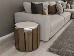 Decorotika Lori 3-Pieces Nesting Table Coffee Table Cocktail Table Set - White And Walnut Pattern - thumbnail 1