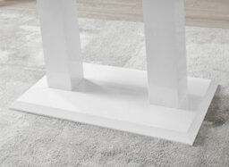 Furniturebox Imperia White High Gloss 6 Seater Dining Table With Structural 2 Plinth Column Legs 6 Grey Velvet Black Leg Calla Art Deco Chairs - thumbnail 4