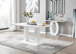 Furniturebox Imperia White High Gloss 6 Seater Dining Table With Structural 2 Plinth Column Legs 6 Grey Velvet Black Leg Calla Art Deco Chairs - thumbnail 2