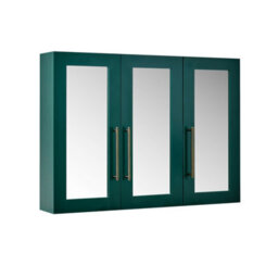 Homestylestore 900 X 650mm Dark Green Wall Mounted Mirrored Door Bathroom Cabinet And Aged Gold T Bar Handles