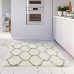 The Rugs Moroccan Shaggy Rugs And Runners Soft Fluffy Trellis Design High Pile Ivory And Grey Living Room Kitchen Hallway 600 - thumbnail 6