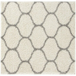 The Rugs Moroccan Shaggy Rugs And Runners Soft Fluffy Trellis Design High Pile Ivory And Grey Living Room Kitchen Hallway 600 - thumbnail 1