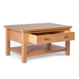 London Oak 85Cm Large Rectangular Coffee Table With Drawer And Shelf - By Roseland Furniture - thumbnail 6
