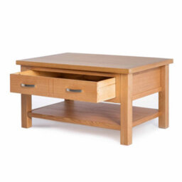 London Oak 85Cm Large Rectangular Coffee Table With Drawer And Shelf - By Roseland Furniture - thumbnail 7