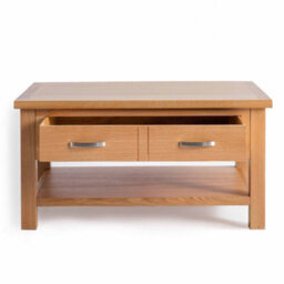London Oak 85Cm Large Rectangular Coffee Table With Drawer And Shelf - By Roseland Furniture - thumbnail 4