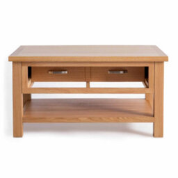 London Oak 85Cm Large Rectangular Coffee Table With Drawer And Shelf - By Roseland Furniture - thumbnail 5