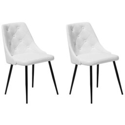 Beliani Set Of 2 Dining Chairs Valerie Faux Leather White - thumbnail 1