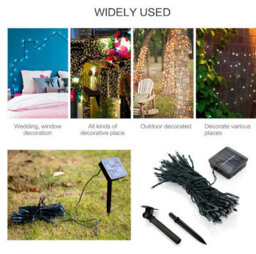 Amorly 12M Blue Solar Garden Lights,100Led Solar Powered String Lights,waterproof Outdoor Decorative Lights For Patio Yard Wedding Party - thumbnail 3