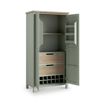 Farro Sage Kitchen Larder Unit With Washed Oak Top - By Roseland Furniture - image 1