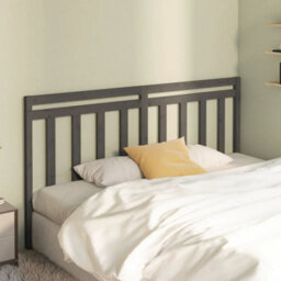 Berkfield Bed Headboard Grey 206X4X100 Cm Solid Wood Pine - thumbnail 3