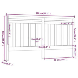 Berkfield Bed Headboard Grey 206X4X100 Cm Solid Wood Pine - thumbnail 6