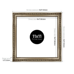 11X11 Gunmetal  Ornate Picture Frame (27.9 X 27.9Cm) Poster, Photo, Artwork, Gallery Wall Or Print - thumbnail 2