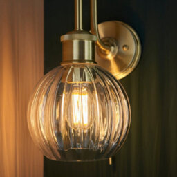 Bubly Bathrooms Arch Wall Light: Satin Brass Plated, Clear Ribbed Glass - E27 Led Compatible, Ip44 Bathroom Rated - thumbnail 1