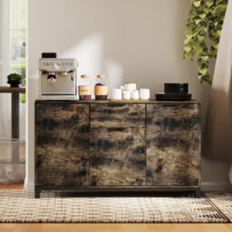 Homcom Sideboard, Industrial Storage Cabinet For Living Room, Rustic Brown - thumbnail 8
