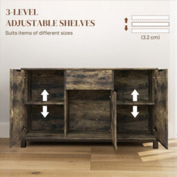 Homcom Sideboard, Industrial Storage Cabinet For Living Room, Rustic Brown - thumbnail 5