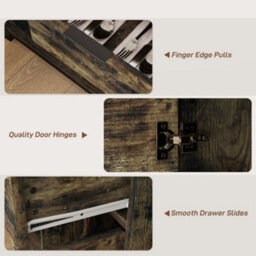 Homcom Sideboard, Industrial Storage Cabinet For Living Room, Rustic Brown - thumbnail 7