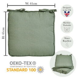 Dibor Set Of 4 Green Summer Outdoor Garden Chair Seat Pad Cushions - thumbnail 6