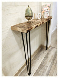 Moderix Rustic Console Table 225mm Hairpin 3R 1016mm Burnt Length Of 130Cm - thumbnail 2