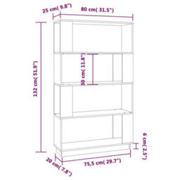 Berkfield Book Cabinet/room Divider White 80X25X132 Cm Solid Wood Pine - thumbnail 8