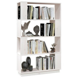 Berkfield Book Cabinet/room Divider White 80X25X132 Cm Solid Wood Pine - thumbnail 4