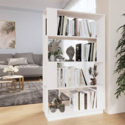 Berkfield Book Cabinet/room Divider White 80X25X132 Cm Solid Wood Pine