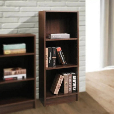 Bookcase Medium Narrow In Walnut Modern Bookcase Storage Shelving For Home - image 1