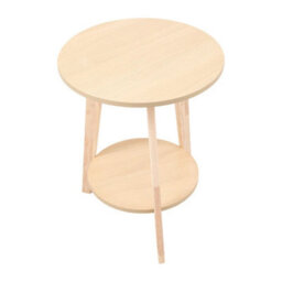 Natural Wood Small 2Tier Solid Wood Side Table W/ Storage Shelf Round Coffee Sofa End Table - thumbnail 6