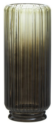 Orsina Contemporary Design Large Grey Ribbed Glass Vase, Robust Pottery Vase, Durable Glass Vase For Flowers - image 1