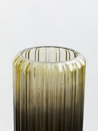 Orsina Contemporary Design Large Grey Ribbed Glass Vase, Robust Pottery Vase, Durable Glass Vase For Flowers - thumbnail 4
