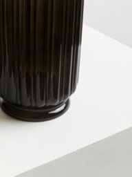Orsina Contemporary Design Large Grey Ribbed Glass Vase, Robust Pottery Vase, Durable Glass Vase For Flowers - thumbnail 5