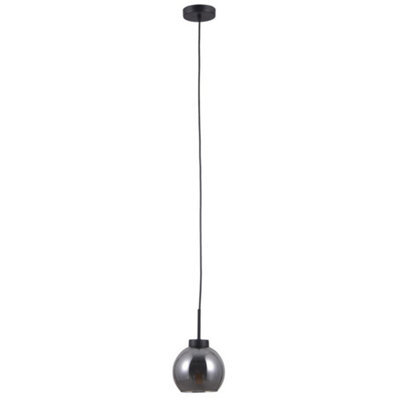 Luminosa Lighting Luminosa Scandinavian Hanging Pendant Black Matt 1 Light  With Smoky Shade, E27 - image 1