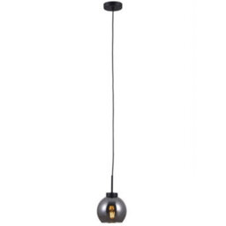Luminosa Lighting Luminosa Scandinavian Hanging Pendant Black Matt 1 Light  With Smoky Shade, E27 - thumbnail 3
