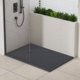 Royal Bathrooms Luxor Rectangular Grey Slate Effect Stone Shower Tray 1200 X 700 X 30mm With Grey Grate - thumbnail 3